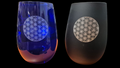 Trinkwasserglas blau graviert Zafferano handgemacht