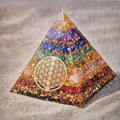 Orgonit-Pyramide 7 Chakra | Blume des Lebens