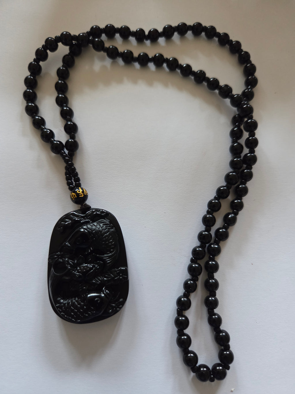 Obsidian Edelsteinkette – Motiv 2 Fische