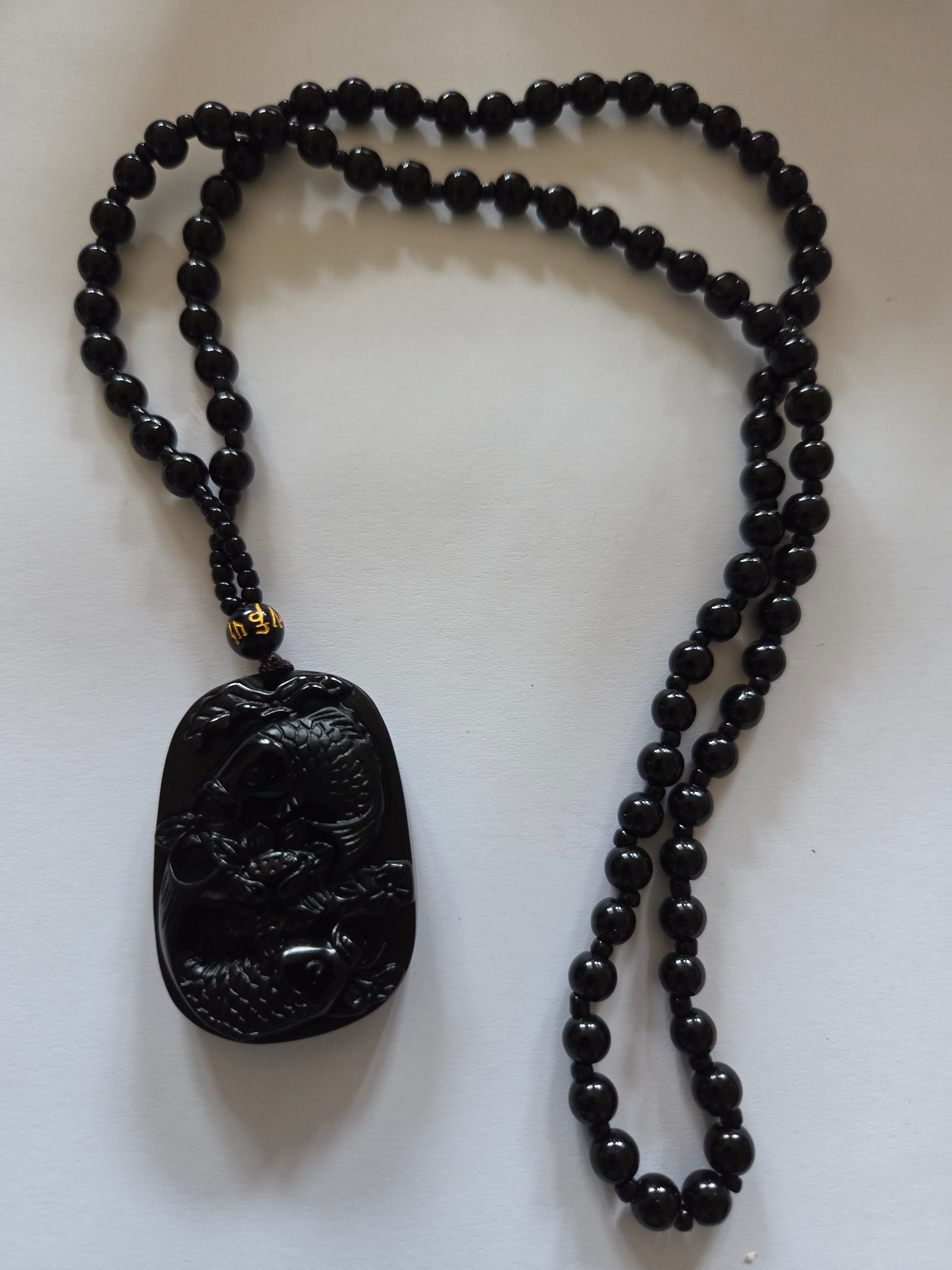 Obsidian Edelsteinkette – Motiv 2 Fische
