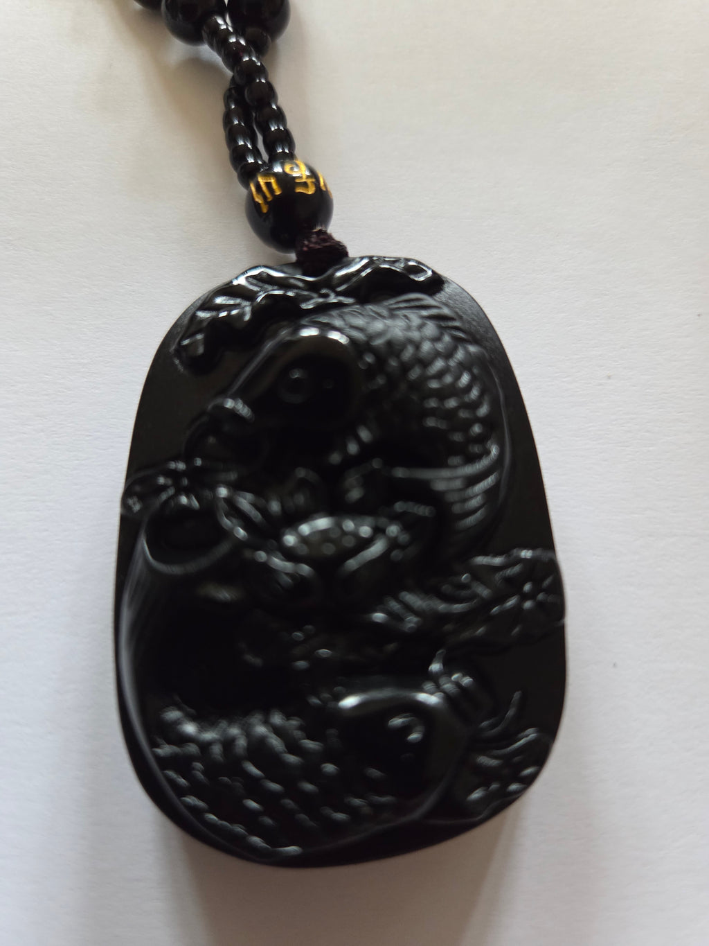Obsidian Edelsteinkette – Motiv 2 Fische
