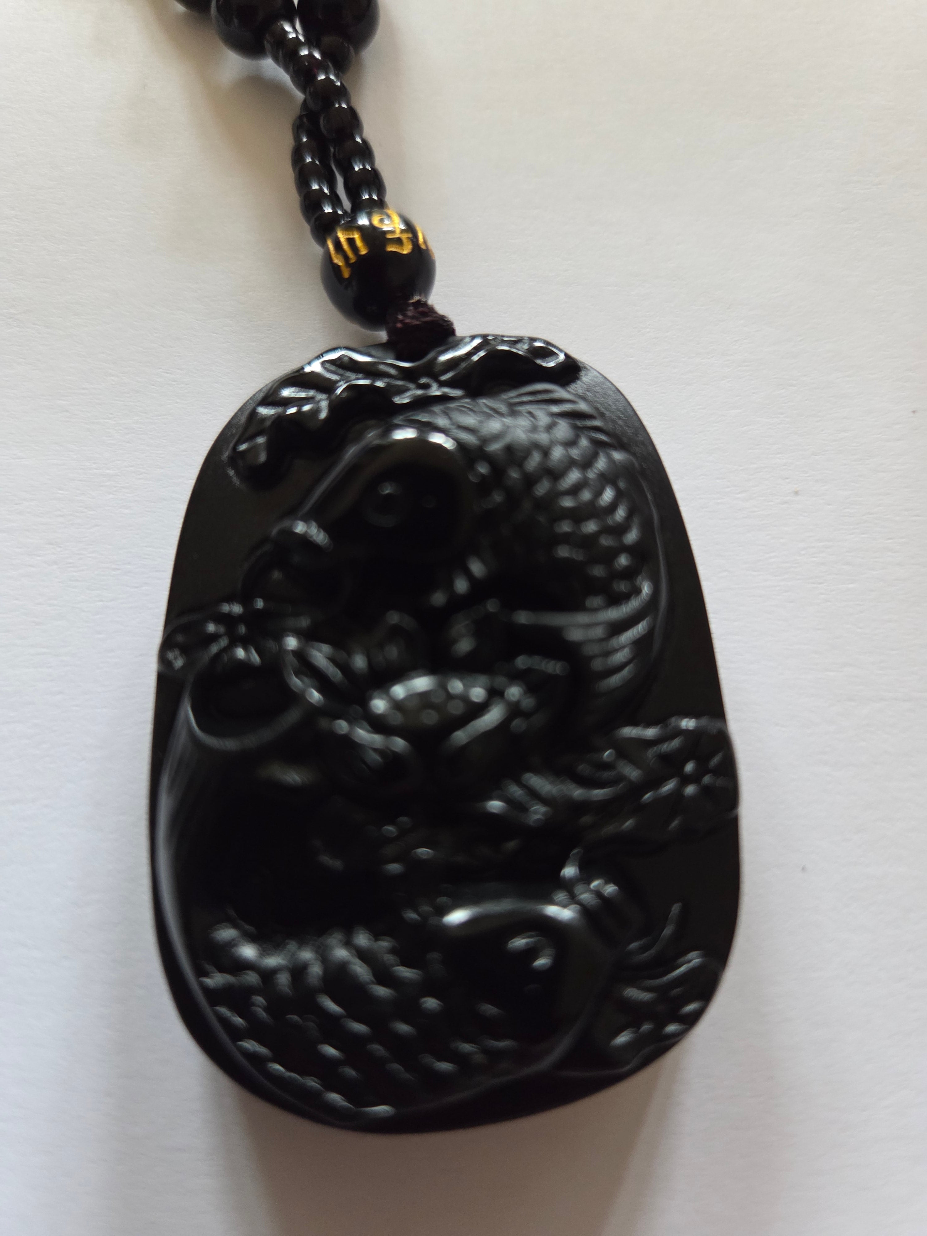 Obsidian Edelsteinkette – Motiv 2 Fische
